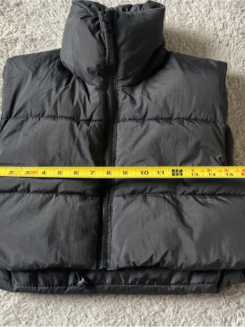 Women’s Puffer Crop Vest High Neck Black Zip Up Sz S - Picture 7 of 8